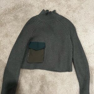Zara Dark Green Turtleneck Sweater with Pocket